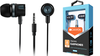 CANYON CNE-CEP3DG Stereo earphone with microphone, 1.2m flat cable, dark gray